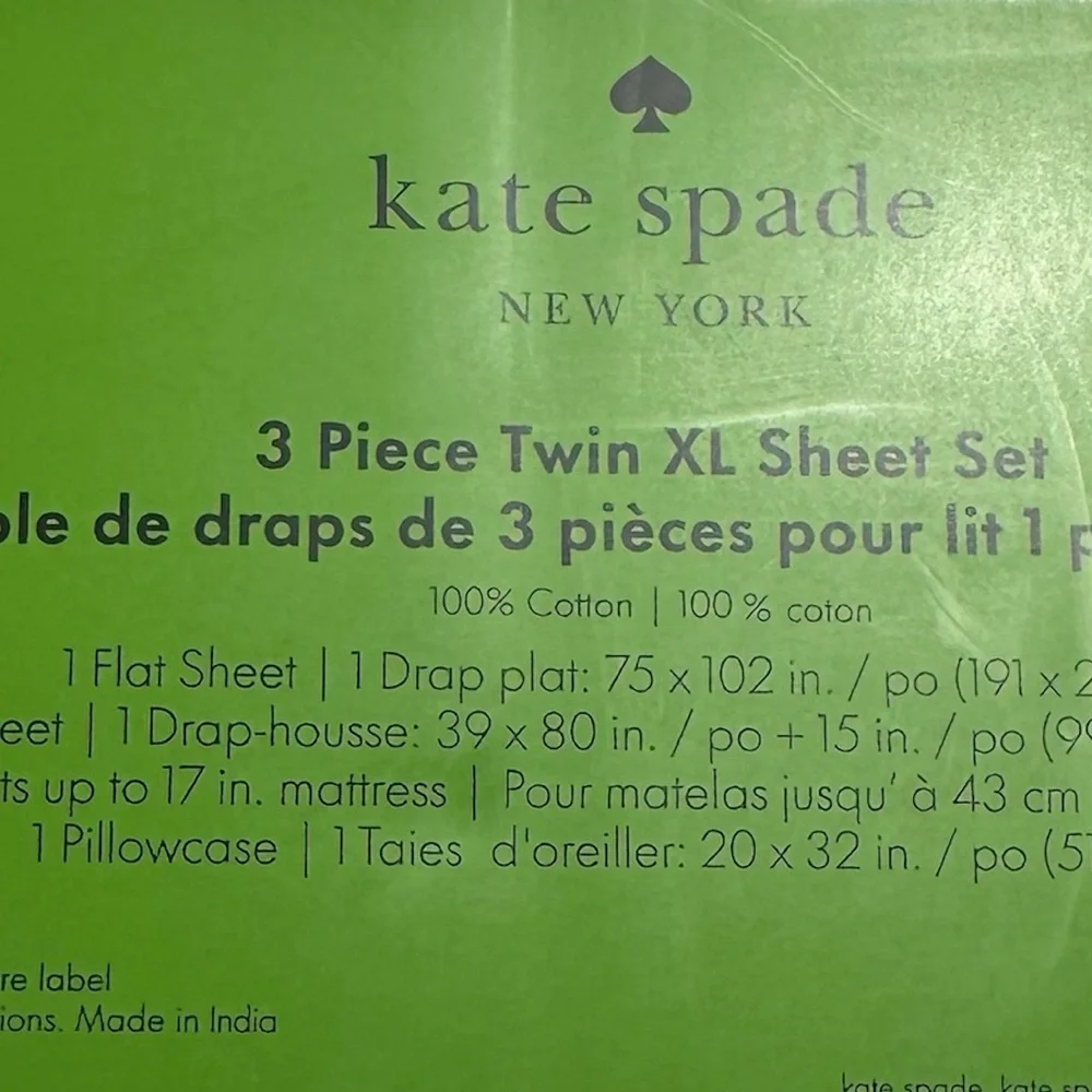 NEW Kate Spade DANCING POODLES TWIN XL Sheet Set